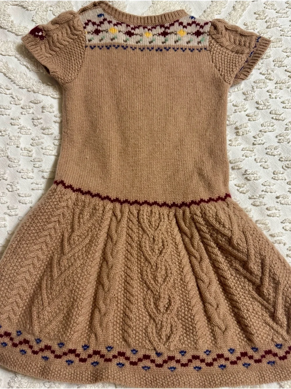 Ralph Lauren Camel Cable-Knit Farm Intarsia Dress
